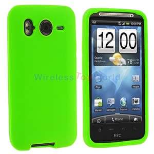 Neon Green Silicone Gel Skin Case Cover for HTC Inspire 4G  