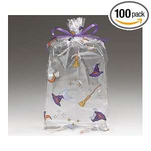  (100) Spellbound Witches Hats & Brooms Cellophane Bags 
