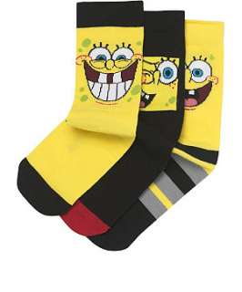 Yellow (Yellow) 3pk Sponge Bob Face Socks  235193085  New Look