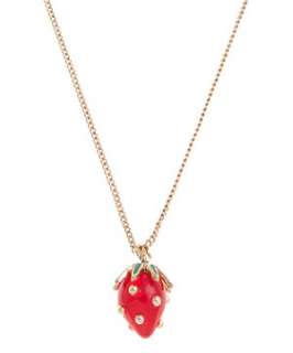 Mid Pink (Pink) Teens Mini Strawberry Pendant Necklace  250294573 