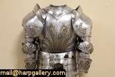 Suit of Wearable Armor and Helmet, Hand Hammered in Italy  