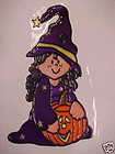 Adorable Lil WITCH Halloween Stained Glass window Cling