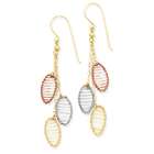 goldia 14k Gold Tri color Oval w/Wire Dangle Earrings