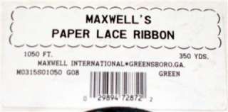 Large Roll Maxwells Paper Lace Ribbon Green 350  