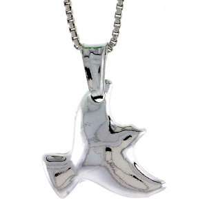  Sterling Silver Dove Pendant, Made in Italy. 9/16 in 