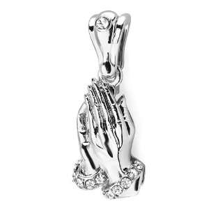   Hip Hip Iced Micro Pave Mens Praying Hands Pendant (2 inch x 0.75 inch