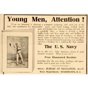  1907 Vintage Recruitment Ad U.S. Navy Department Sailor 