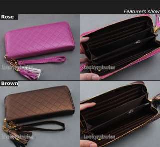 pcs in 5 Lady Grid Tassel Zipper Wallet Checkbook Bag  