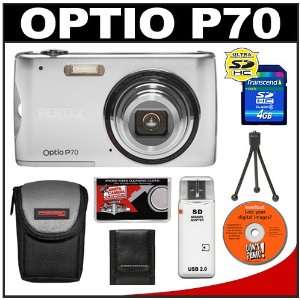  Pentax Optio P70 Digital Camera (Silver) + 4GB SD Card 