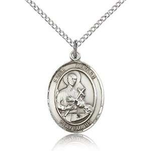    Sterling Silver 3/4in St Gerard Medal & 18in Chain Jewelry