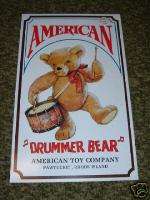 AMERICAN DRUMMER BEAR, AM TOY CO., TIN SIGN  