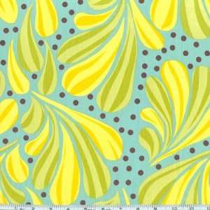  45 Wide Chocolate Lollipop Petals Green/Yellow Fabric By 