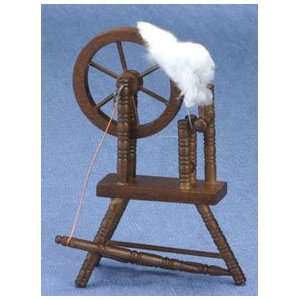  Dollhouse Miniature Walnut Spinning Wheel 