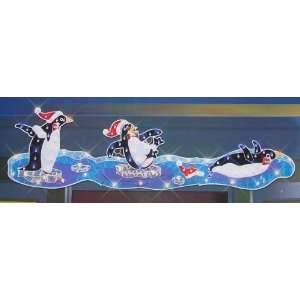   5Ft.   Holographic Lighted Penguins Christmas Yard Art