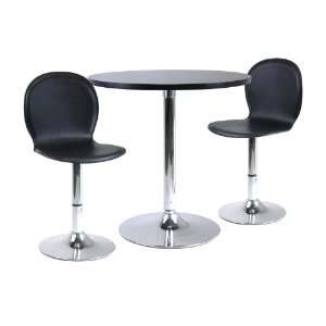   Table Set, 29 Round and 2 Swivel Faux Leather Chairs: Home & Kitchen