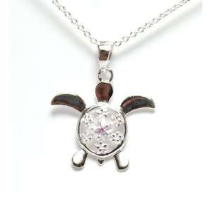  Turtle pendant with pink CZ stone (chain not included 