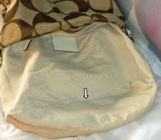 COACH SIGNATURE CARLY Large LG Hobo Shoulder Bag Khaki/Ivory 10620 GUC 