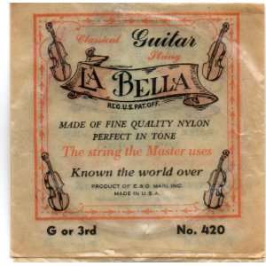  Classical Guitar String LA BELLA, G or 3rd, No. 420, Made 