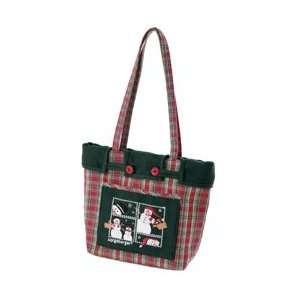  Holiday Plaid Tote Snowman Bag (Longaberger Basket 