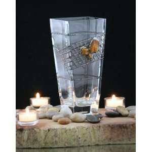  Gift Idea Art Crystalglass Decorative Amber & Tin Vase 