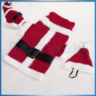 Pet Dog Santa Costume Christmas Xmas Sweater Apparel Belt Design w 