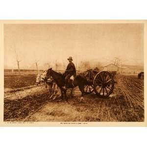  1916 Photogravure Chile Farm Chilean Farmer Horse Cart Winter Field 