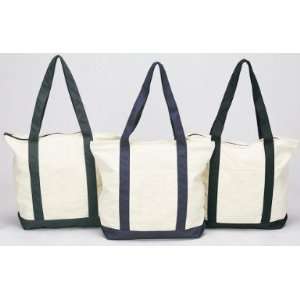 Heavy duty Cotton Canvas Shoulder Zipper Tote Shopping Bag, Natural 