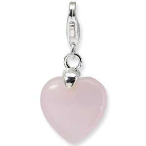    Jewelry Locker Sterling Silver Rose Quartz Heart Charm: Jewelry