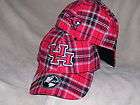 University of Houston One Fit Cap/Hat Red Plaid Flannel Fabric NEW