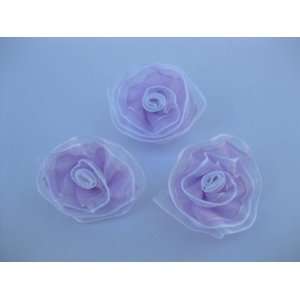  25pc Purple Organza Flowers Applique Embellishment AS11 