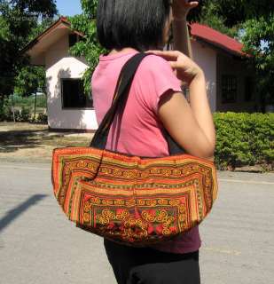 Large and Wide Heavy Stitched Hill Tribe Shoulder Purse  