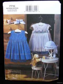 Vogue 7716 Infant Baby Dress Pattern Hat Bloomers Shoes Girl Newborn 