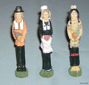 Tall Thin Pilgrim & Indian Figurines / Thanksgiving  