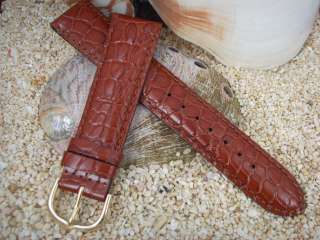 CROCODILE GRAIN LEATHER WATCH BAND 20MM RED BROWN  