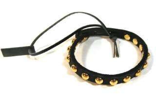 Linea Pelle Black Skinny Gold Dome Stud Bracelet, NWT  