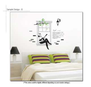 WOMAN WITH THE GUITAR Mural Art Wall Sticker Decal Poem  