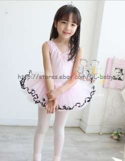 Child toddler Pink girl Dance Leotard Ballet Tutu Skirt Dress 3 8 yrs 