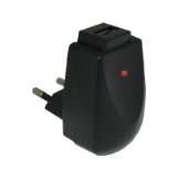 Reiselader Mini mit USB Buchse schwarz 100 240 Volt / 1000 mA für 