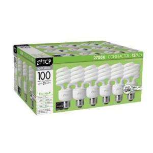 TCP 23 Watt (100W) Soft White Household CFL Light Bulbs (12 Pack) (E 