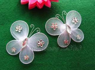 10pcs White Stocking Butterfly Decorations 5.5cm  