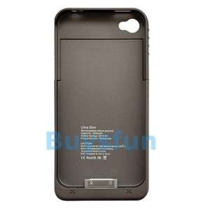 Black 1900MAH Emergency Extended Battery Case Cover For iPhone 4S 