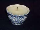 Henn Pottery Blue Spongeware Petal Ramekin Candle USA MADE