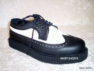MENS UNISEX LACEUP GOTHIC GENUINE LEATHER CREEPER SHOES  