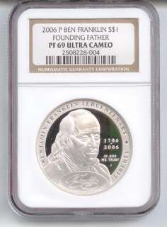 2006 P CERTIFIED FRANKLIN FOUNDING FATHER $ NGC PF69 UCAM  