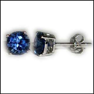Ohrringe, Ohrstecker, Silber, blauer Saphir 6 mm  