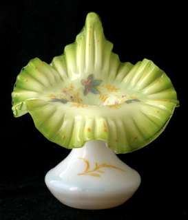 Enameled green to white Jack In The Pulpit vase  