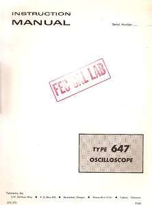 Tektronix Type 647 Oscilloscope Manual  