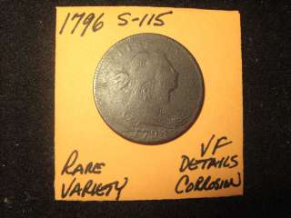1796 RARE VARIETY S 115 VF DETAILS DRAPED BUST LARGE CENT  
