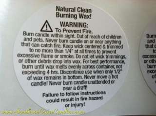 Soy Jar Container Candle Instruction Warning Labels :)  