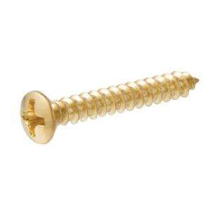 Crown Bolt #4 X 1/2 In. Brass Plated Oval Head Phillips Screws (4 Pack 